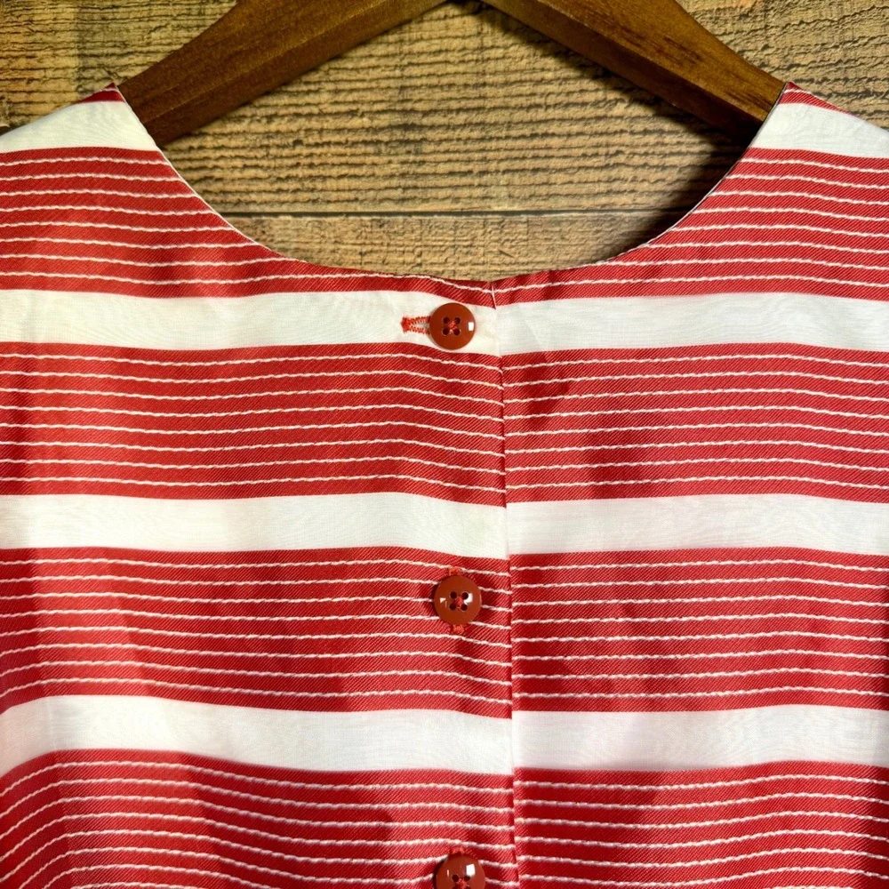 Jona Michelle Girls Red White Striped Sleeveless Party Dress Bow Size 8 CO4255